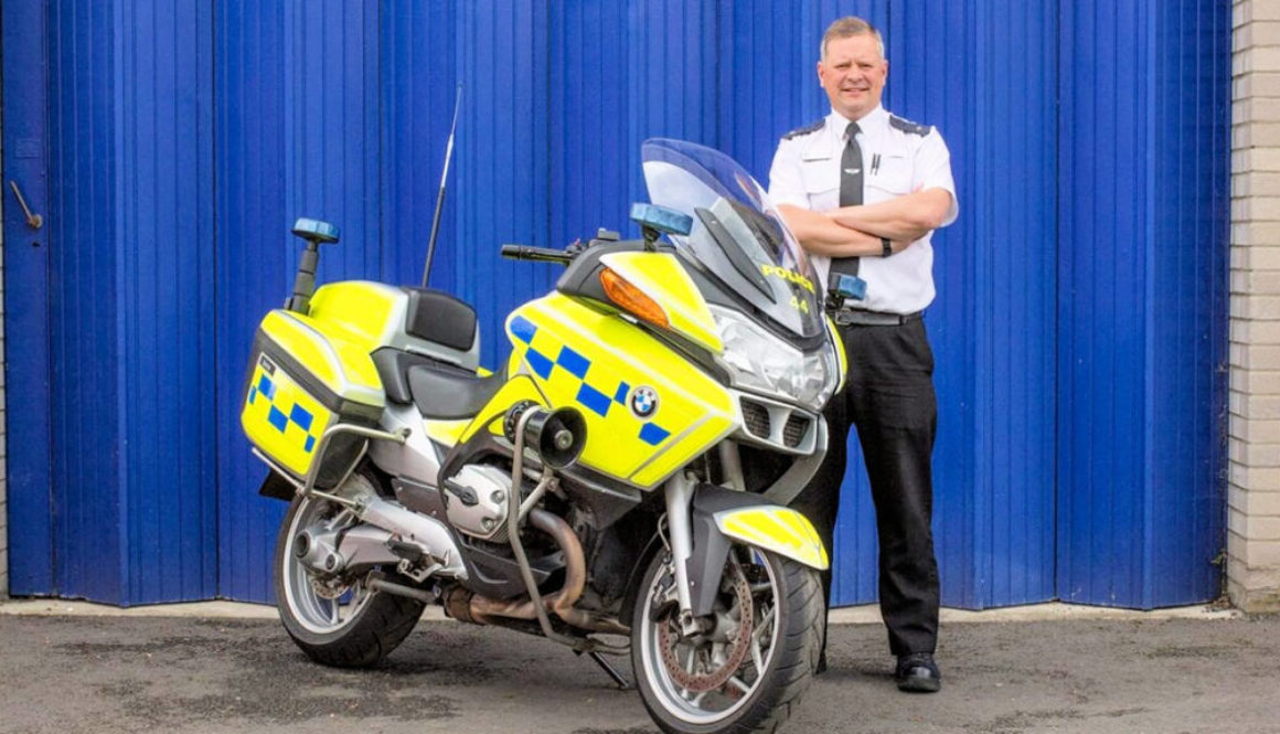 PC Simon Burgin with BMW R1200 police motorcycle