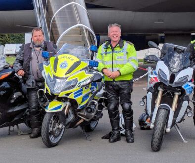 BikeSafe Accredited Observers Mike Richardson and Phil Edwards training with West Mercia Police
