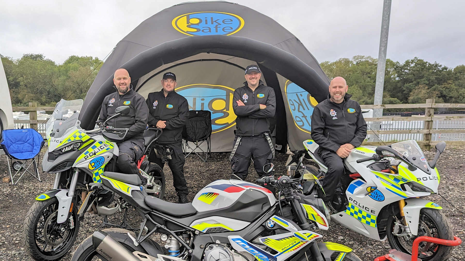 Derbyshire BikeSafe Team with show bikes