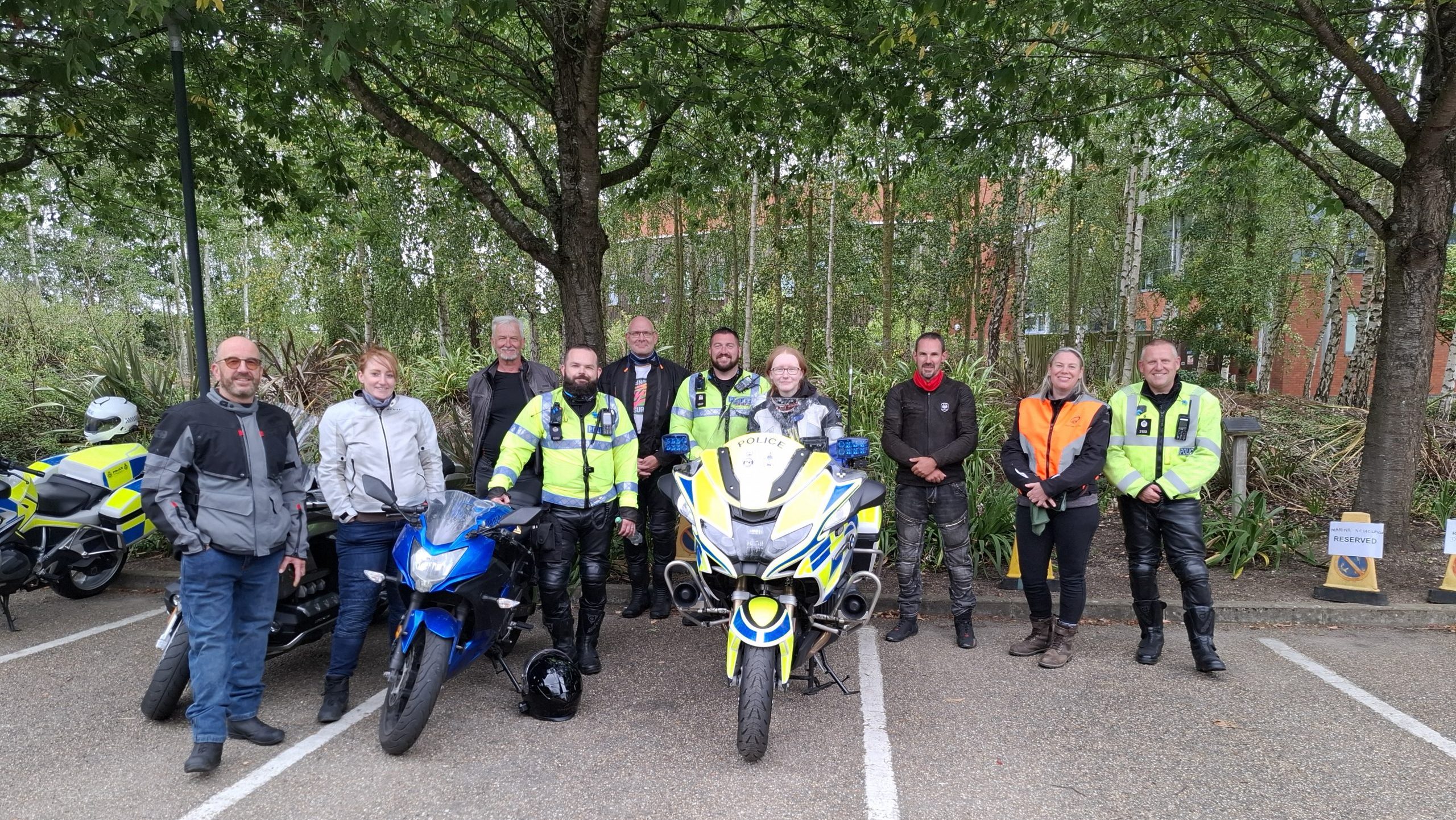 Northumbria Police advanced police motorcyclists on Gateshead Millennium Bridge